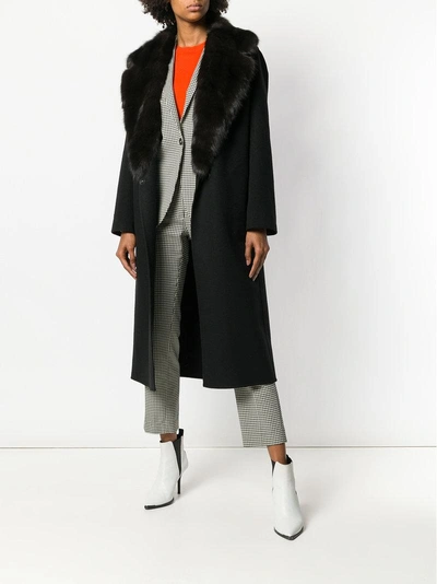 Shop Manzoni 24 Oversized Fur Collar Coat - Black