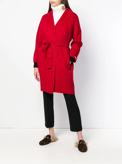 Shop Max Mara Belted Tailored Trenchcoat In Red