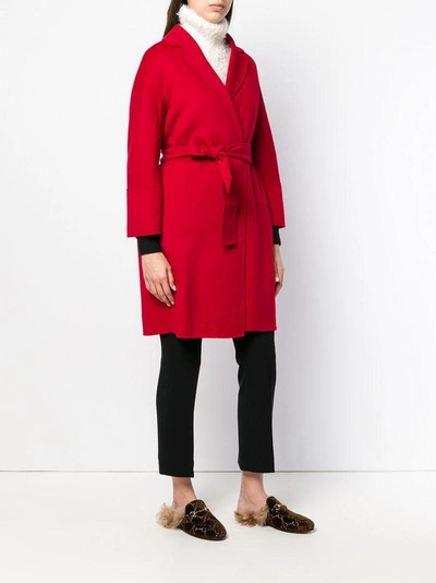 Shop Max Mara Belted Tailored Trenchcoat In Red