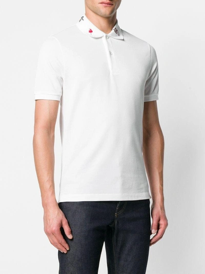 Shop Gucci Embroidered Polo Shirt - White