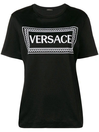 VERSACE LOGO印花全棉T恤 - 黑色