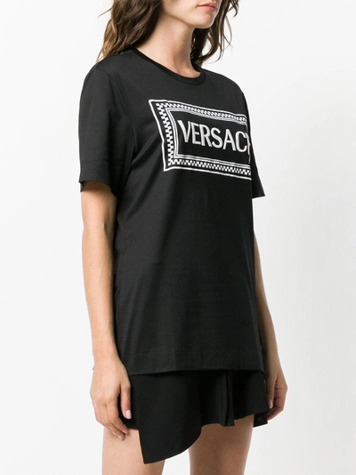 Shop Versace Logo Print T-shirt In Black