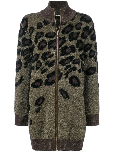 Shop Just Cavalli Leopard Pattern Cardigan - Metallic