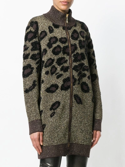 Shop Just Cavalli Leopard Pattern Cardigan - Metallic