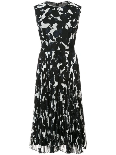 Shop Jason Wu Collection Printed Pleated Dress - Black