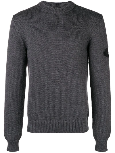 Shop Prada Round Neck Sweater - Grey
