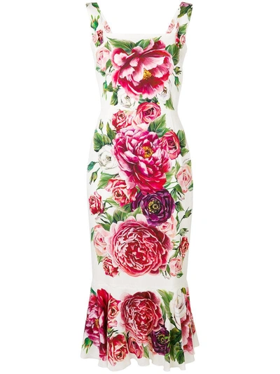 Shop Dolce & Gabbana Floral-printed Dress - White