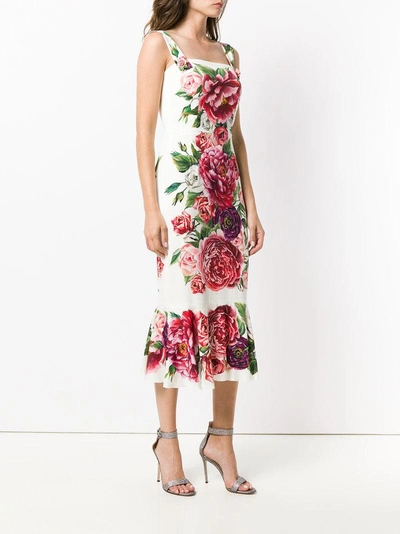 Shop Dolce & Gabbana Floral-printed Dress - White