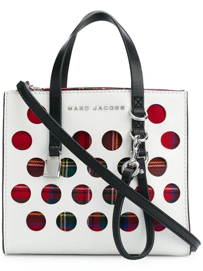 Shop Marc Jacobs Perforated Tartan Mini Grind Bag - White