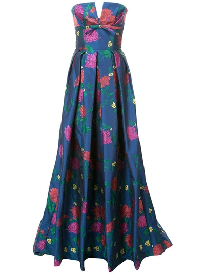 Shop Carolina Herrera Abendkleid Mit Floralem Design In Blue
