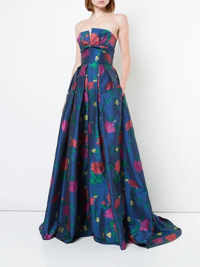 Shop Carolina Herrera Abendkleid Mit Floralem Design In Blue