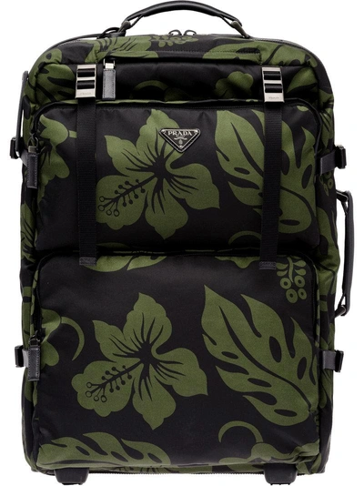 Shop Prada Hibiscus Trolley Bag - Green