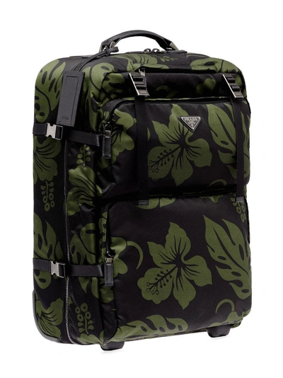 PRADA 木槿印花拉杆行李箱 - 绿色