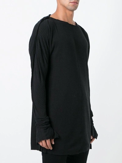 Shop Cedric Jacquemyn Boat Neck Ribbed Sweatshirt - Black