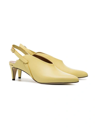 Shop Atp Atelier Abra 55 Leather Slingbacks In Yellow