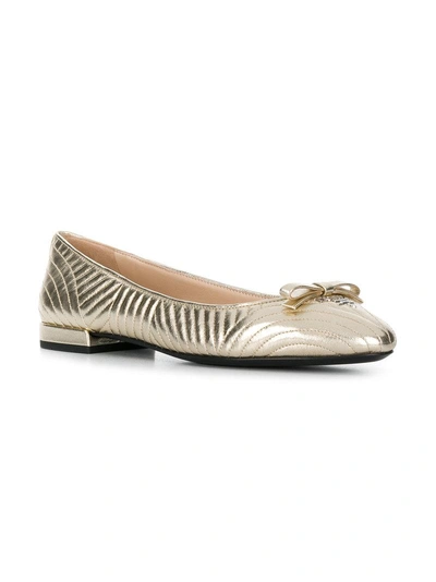Shop Prada Quilted Ballerina Shoes - Metallic