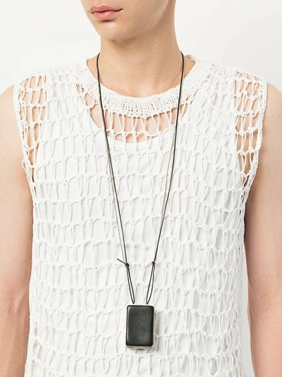 Shop Ann Demeulemeester Covered Bow Necklace In Black