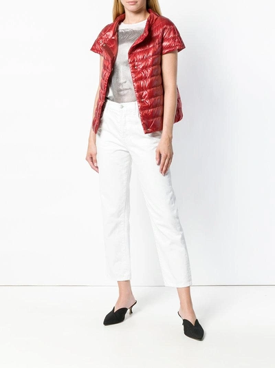 Shop Herno Short Sleeve Puffer Jacket - Red