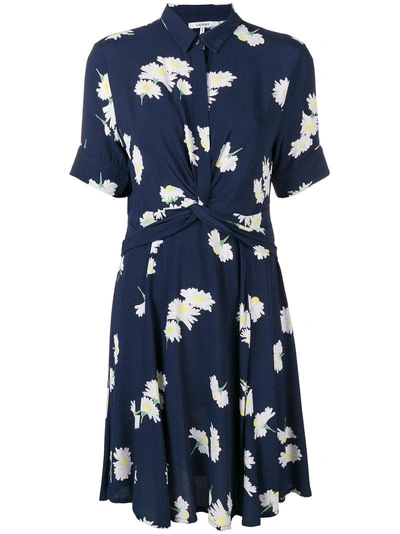Shop Ganni Floral Twist Dress In Blue