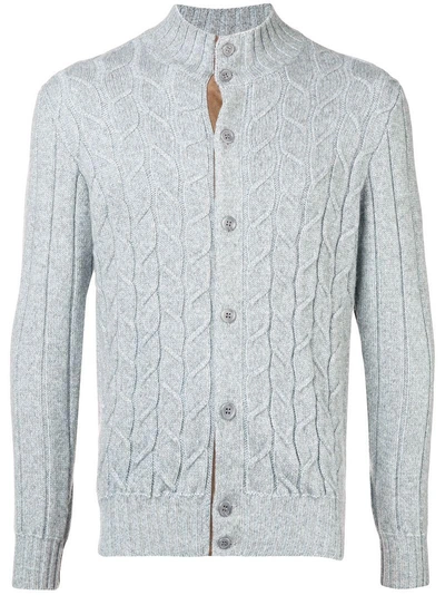 Shop Doriani Cashmere Cable Knit Cardigan - Grey