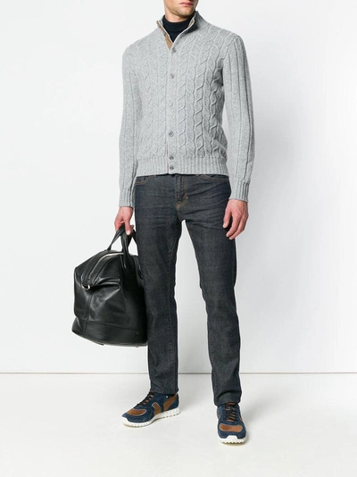 Shop Doriani Cashmere Cable Knit Cardigan - Grey