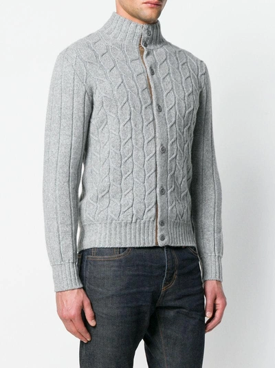 Shop Doriani Cashmere Cable Knit Cardigan - Grey