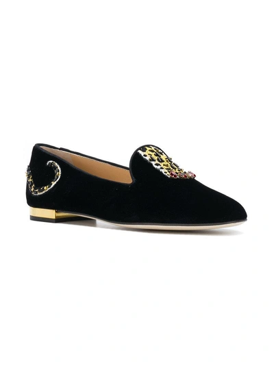 Shop Charlotte Olympia Embellished Leopard Loafers - Black