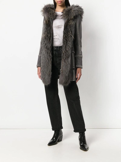 Shop Philipp Plein Amazing Fur Coat - Grey