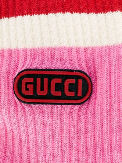 Shop Gucci Colour Block Socks In Pink & Purple
