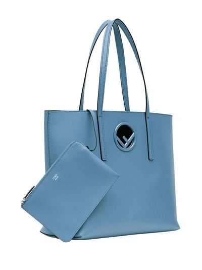 Shop Fendi Logo Plaque Tote - Blue