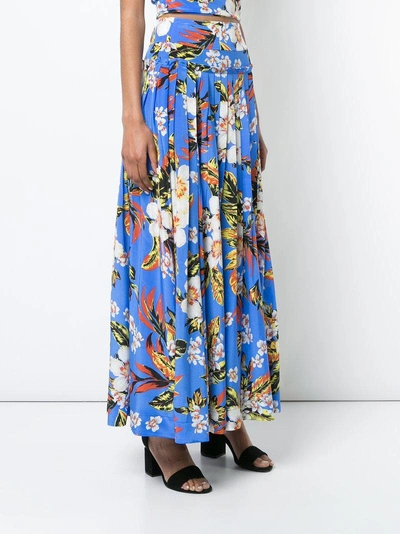 Shop Diane Von Furstenberg Dvf  Pleated Floral Skirt - Blue