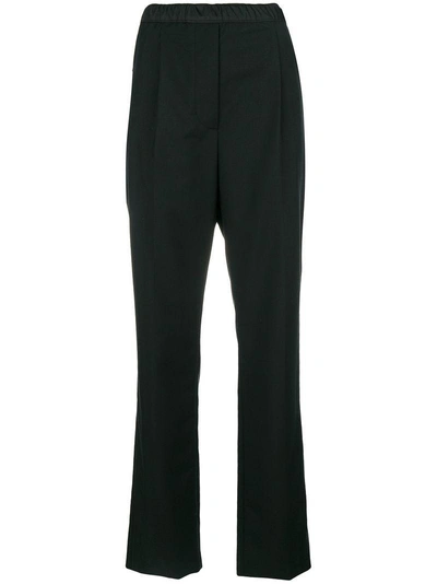 Shop Prada Elasticated Waistband Straight Trousers - Black