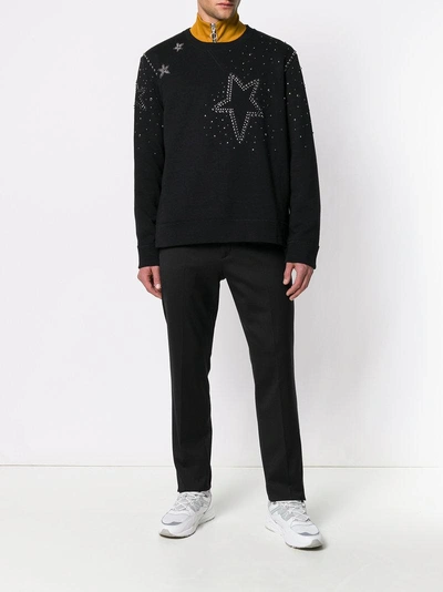 Shop Valentino Studded Star Sweatshirt - Black