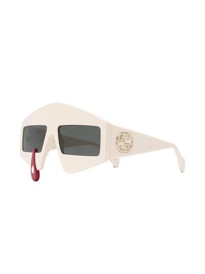 Shop Gucci Eyewear Teardrop Oversized Sunglasses - Neutrals