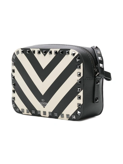 Shop Valentino Garavani Rockstud Striped Camera Bag In Black