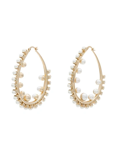 Shop Anton Heunis Gold Plated Pearl Hoop Earrings - Metallic