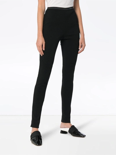 Shop Prada Black Logo Waistband Jersey Leggings