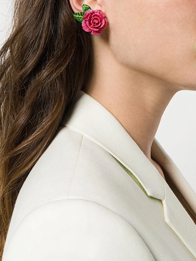 Shop Dolce & Gabbana Rose Clip-on Earrings In Pink