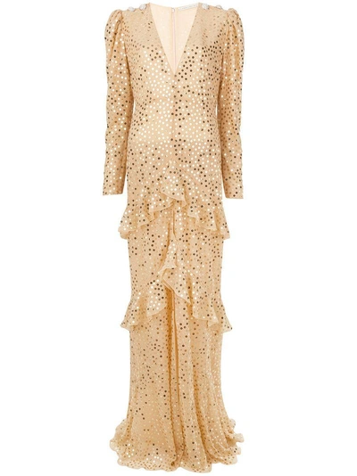 Shop Alessandra Rich Sequin Ruffled Gown