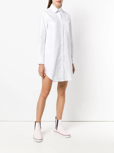 Shop Thom Browne Longsleeved Shirt Dress In White