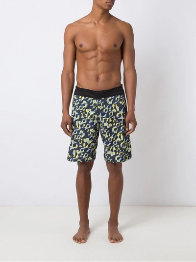 Shop Amir Slama Geometric-print Swim Shorts