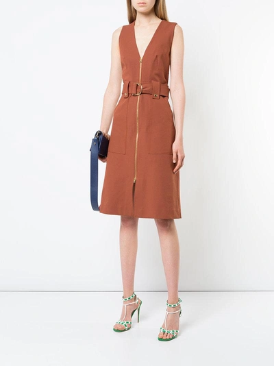Shop Diane Von Furstenberg Zip Front Belted Dress In Brown