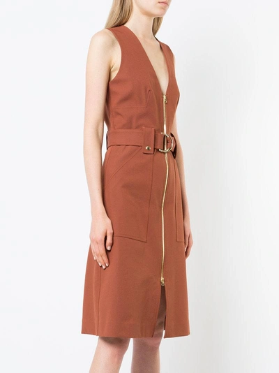 Shop Diane Von Furstenberg Zip Front Belted Dress In Brown