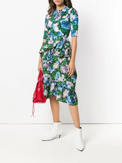 Shop Balenciaga Ruffled Floral Dress - Multicolour