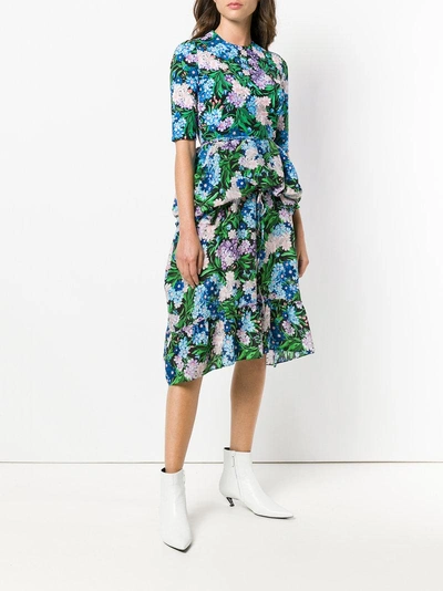 Shop Balenciaga Ruffled Floral Dress - Multicolour