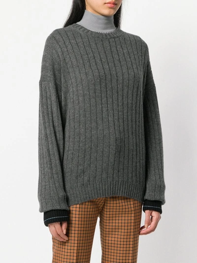 Shop Prada Long-sleeve Fitted Sweater - Grey