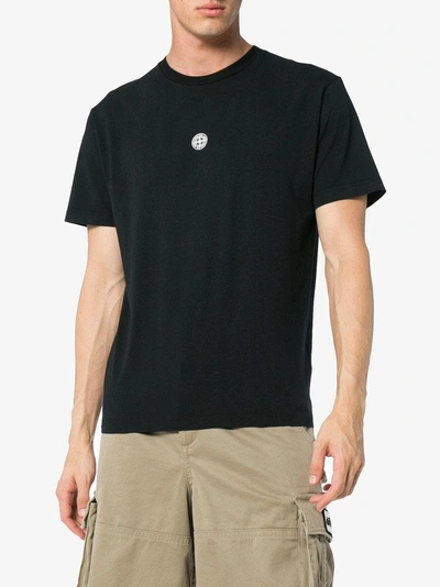 Shop Stone Island Black Large Rear Logo Print Cotton T Shirt