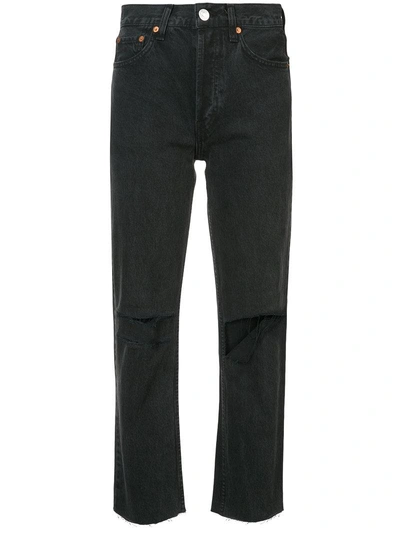 Shop Re/done High Rise Ankle Crop Jeans - Black