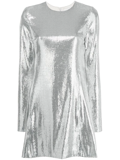 Shop Galvan Galaxy Sequin Dress In Metallic