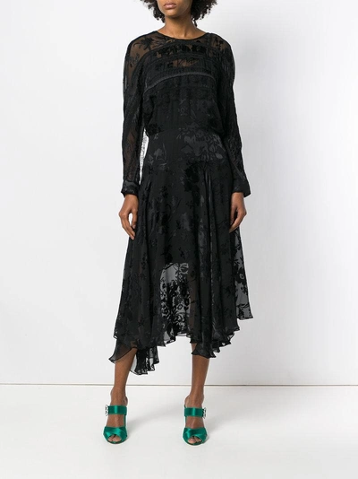 Shop Preen By Thornton Bregazzi Eva Asymmetric Lace Dress - Black